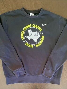 Nike Cross Court Classic Volleyball Sweatshirt Men Large Black Athletic Crewneck